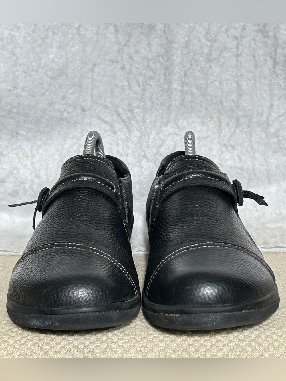 Clarks Womens Black Leather Cheyn Madi Casual Slip On Flats Loafers Shoes SZ 8W - Picture 3 of 11
